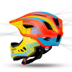 Casco per biciclette per bambini con mascella rimovibile taglia S - Giallo e arancione