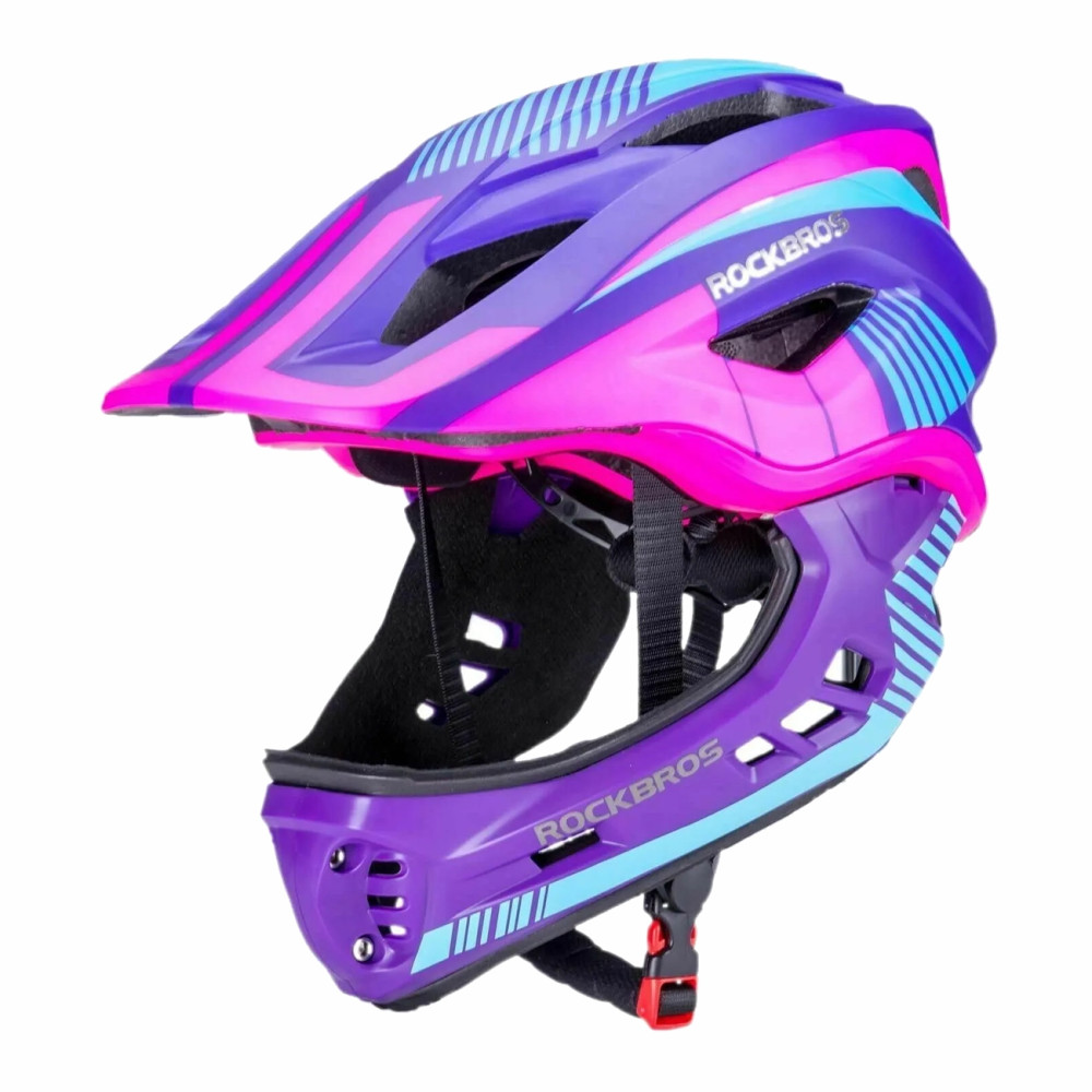 Casco per biciclette per bambini con mascella rimovibile Dimensioni M - Purple-Pink