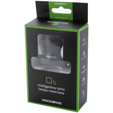 Lampe à vélo arrière avec arrêt intelligent Q5 - Noir