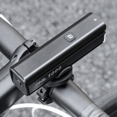 Bicycle headlamp 1000 lm with USB-C - USB-A cable - black