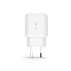 This is a USB-C network charger PD 20W / USB-A QC 3.0 with USB-C cable / iPhone Lightning - white