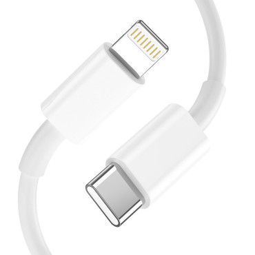 USB-C PD 20W / USB-A Tīkla lādētājs QC 3.0 ar USB-C / iPhone zibens - balts