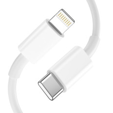USB-C PD 20W / USB-A Tīkla lādētājs QC 3.0 ar USB-C / iPhone zibens - balts