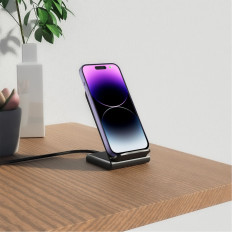 Indukcijski polnilnik za pametni telefon v obliki 15W stojala - črna