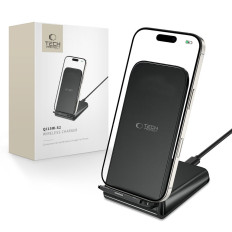 Indukcijski polnilnik za pametni telefon v obliki 15W stojala - črna