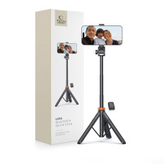 Selfie Stick Bluetooth Photo Kijek med fjernbetjening Tripod 148cm Head - Sort