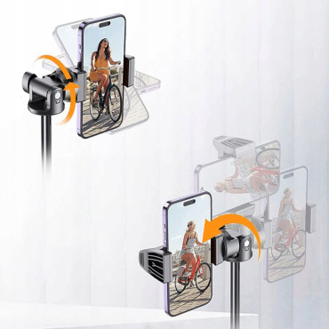 Selfie Stick Bluetooth Photo Kijek med fjernkontrollstativ 148cm Head - Svart