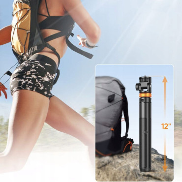 Selfie Stick Bluetooth Photo Kijek med fjernkontrollstativ 148cm Head - Svart