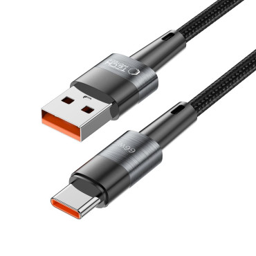 Kabeļu USB-C kabelis - USB-C 66W 6A 2m - pelēks
