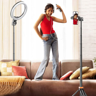 Selfie Stick Bluetooth fotó Kijek távirányítóval Tripod 148cm fej - fekete
