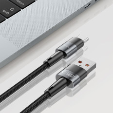 Kabeļu USB-C kabelis - USB-C 66W 6A 2m - pelēks