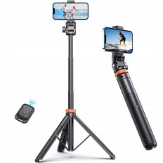 Selfie Stick Bluetooth Photo Kijek med fjernkontrollstativ 148cm Head - Svart