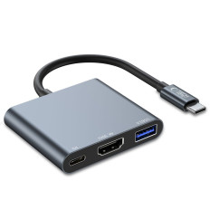 3in1 hub USB-C distributeur sur USB-A USB-C PD 100W HDMI 4K 30Hz - Gris