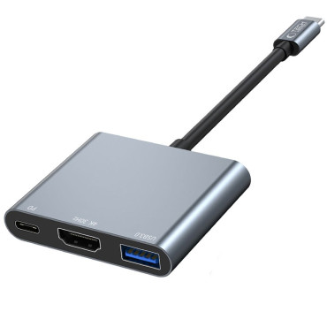 3In1 Rozdruženie USB-C na USB-A USB-C PD 100W HDMI 4K 30HZ - GREY