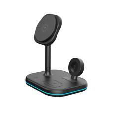 Caricabatterie a induzione 3in1 Magsafe con supporto per smartphone Apple Guarda Airpods - Nero