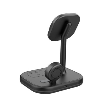 3in1 carregador de indução MagSafe com um suporte de smartphone Apple Assista a Airpods - Preto