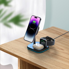 3in1 MagSafe Induction Charger med en smarttelefonstativ Apple Se airpods - svart