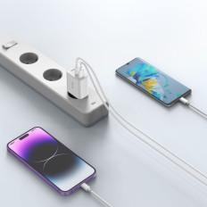 2x USB-C PD / USB-Omrežni nakladalec QC 30W - bela