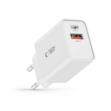 USB-C PD / USB-A Sieťová nabíjačka QC 30W - Biela