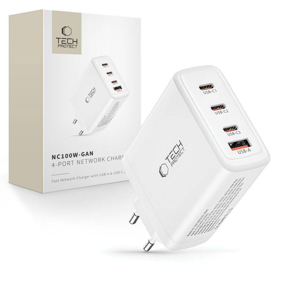 GAN 3X USB-C PD USB-A QC 100W - BLANCO