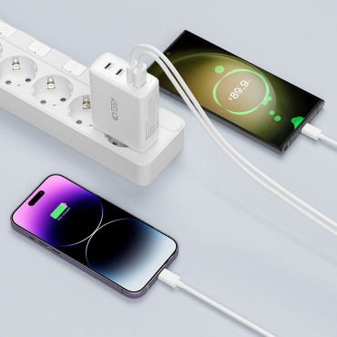 GAN 3X USB-C PD USB-A QC 100W - Vit