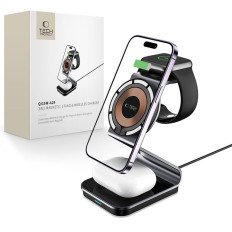 Caricabatterie a induzione 3in1 con Magsafe sullo smartphone Apple Guarda Airpods - Nero