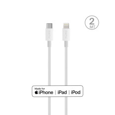Kabelkabel zu Apple mit MFI USB-C - iPhone Lightning 2.4A 2M - Weiß