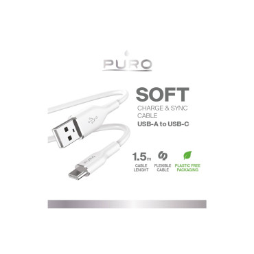 Kabeļu USB-a kabelis - USB-C 1.5m - balts