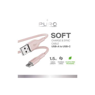 Kabel USB-en kabel - USB-C 1.5m - rosa