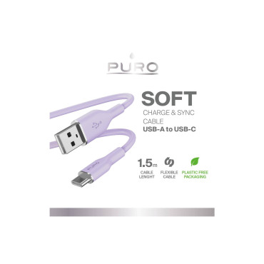 Cabo USB-A Cable - USB-C 1.5m - roxo