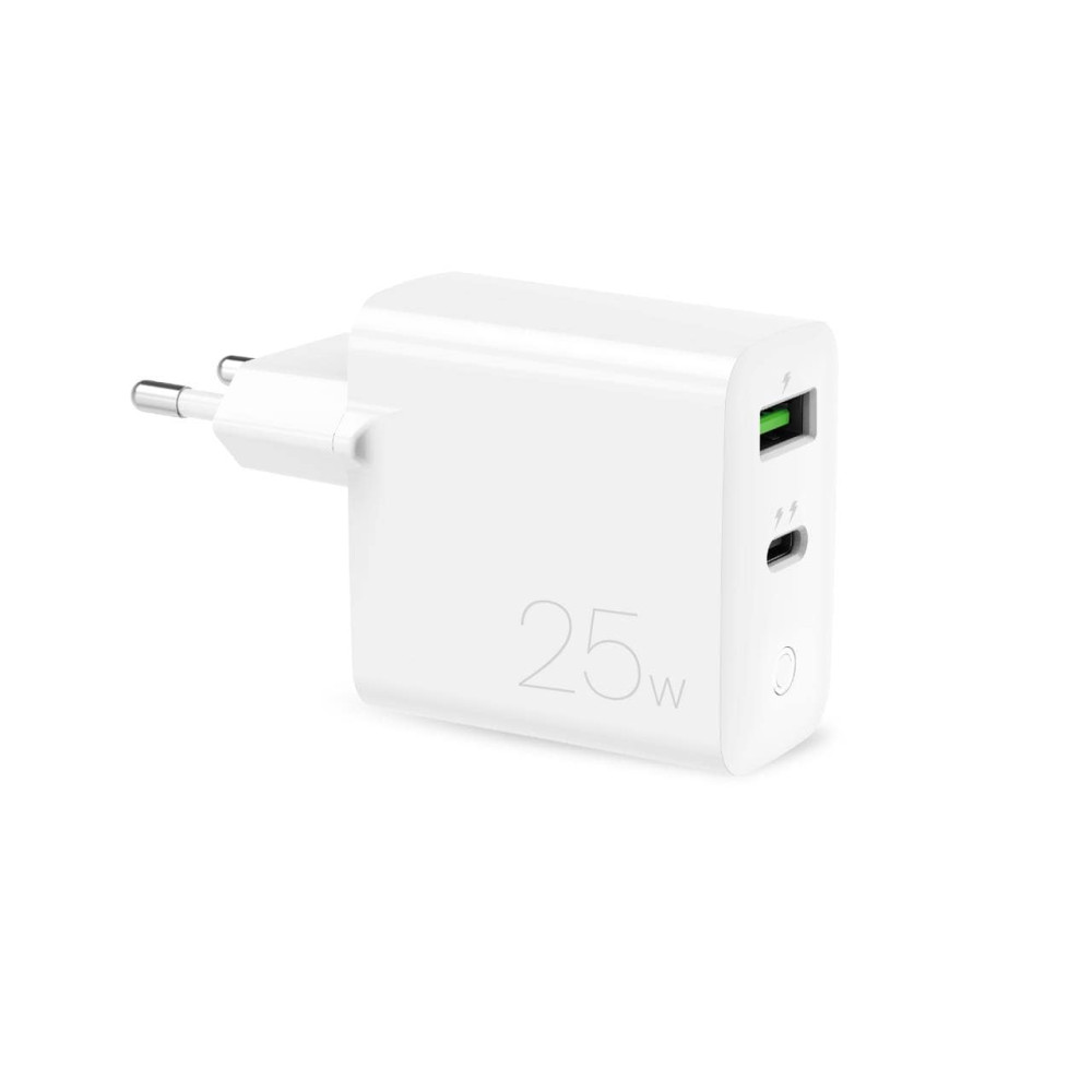 USB-A USB-C PD 25W - Λευκό φορτιστή δικτύου