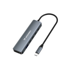 6W1 HUB USB-A Distributør USB-C DisplayPort HDMI - Grey
