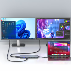6W1 HUB USB-A Distributør USB-C DisplayPort HDMI - Grå