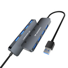 Διανομέας HUB 4X USB-A με διακόπτες αλουμινίου - γκρι