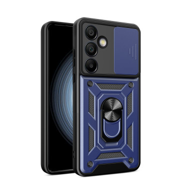 Gepantserd case voor Samsung Galaxy A26 met stand en cover van Hybrid Armor Camshield - Blauw