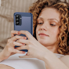 Siliconencase voor Samsung Galaxy A26 Carbon Case - Blue