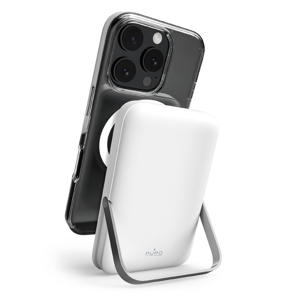 Powerbank sem fio 10000mAh usb-c magsafe com stand - branco