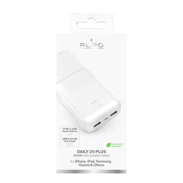 Powerbank 20000mah USB-A USB-C PD AFC 22.5W - Λευκό