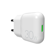USB-C 30W - Polnilnik za belo omrežje - bela