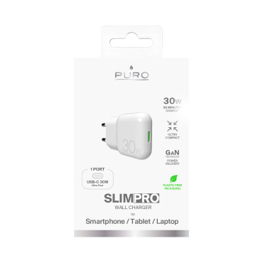 USB-C 30W - Polnilnik za belo omrežje - bela