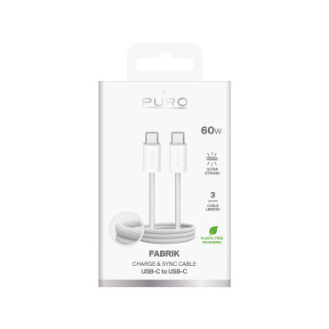 Kabelis USB-C kabelis Fabrik 4 240W 1m (balta)