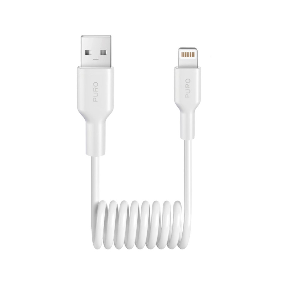 Kabeļu spirālveida kabelis USB-A - IPHONE LIGHTING 12W 1M - balts