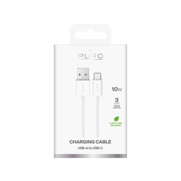 Kabel USB-A Kabel - USB-C TPE 10W 3M - Hvit