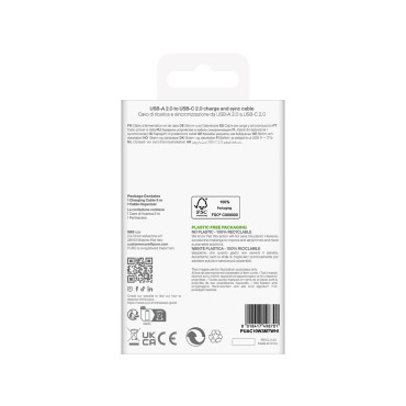 Kabel USB-A Kabel - USB-C TPE 10W 3M - Hvit