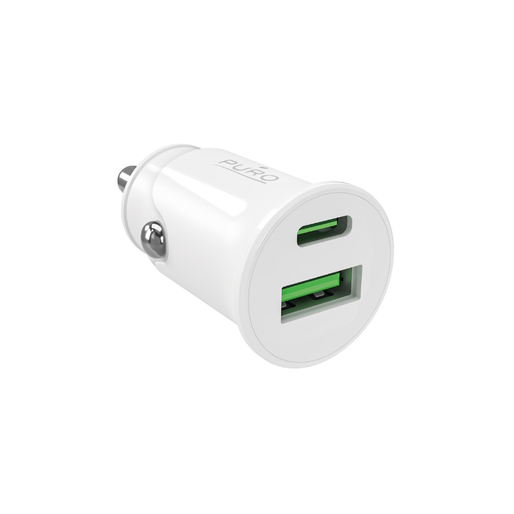 Caricabatterie da auto USB-A USB-C di alimentazione da 20W - Bianco