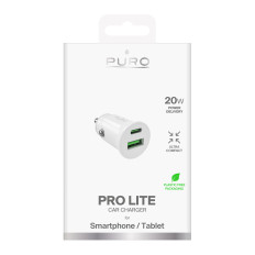USB-A USB-C POWER ENTREGA 20W Carregador de carro - branco