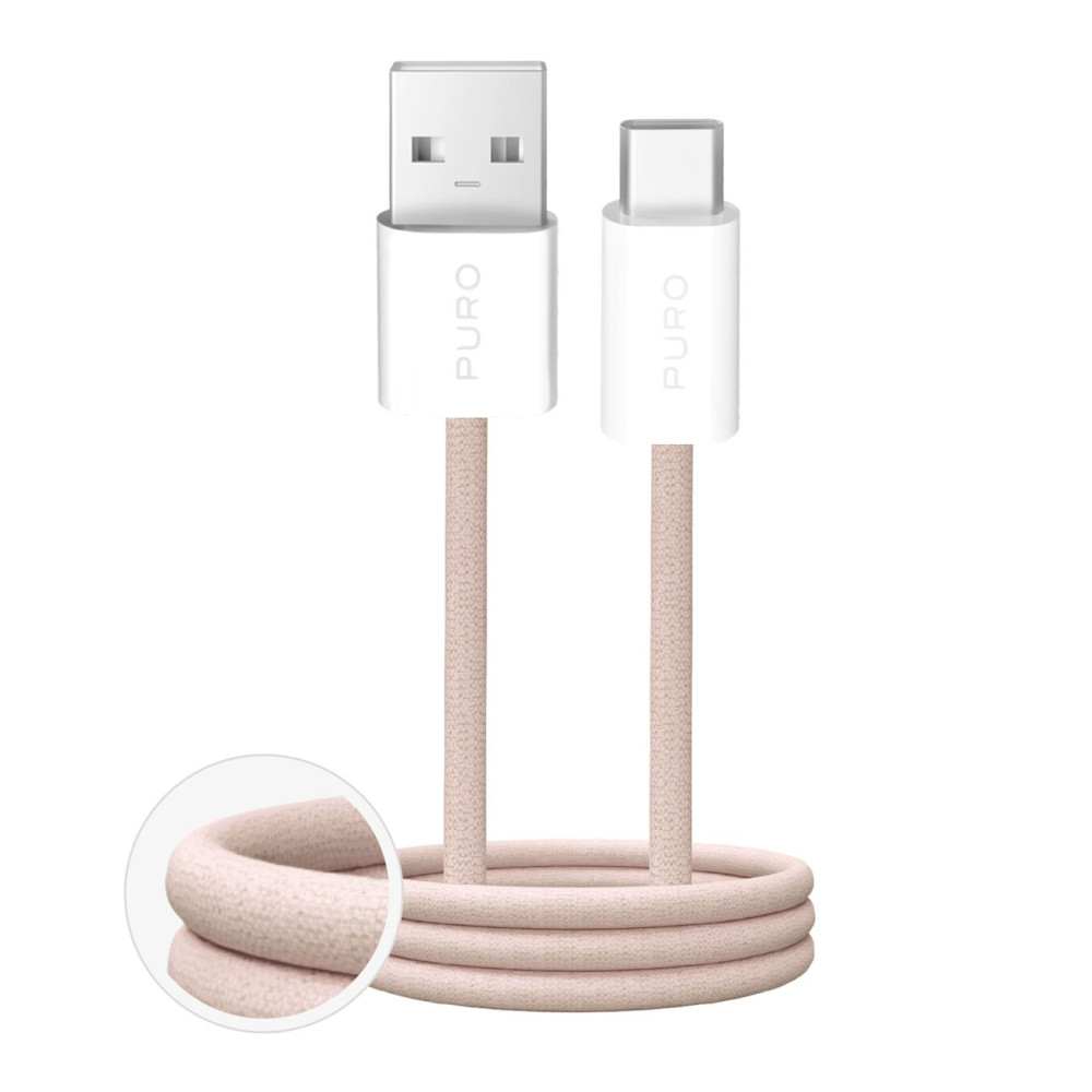 Kabel USB-A CABLE - USB-C i FABRIK 10W 1.5m - beige