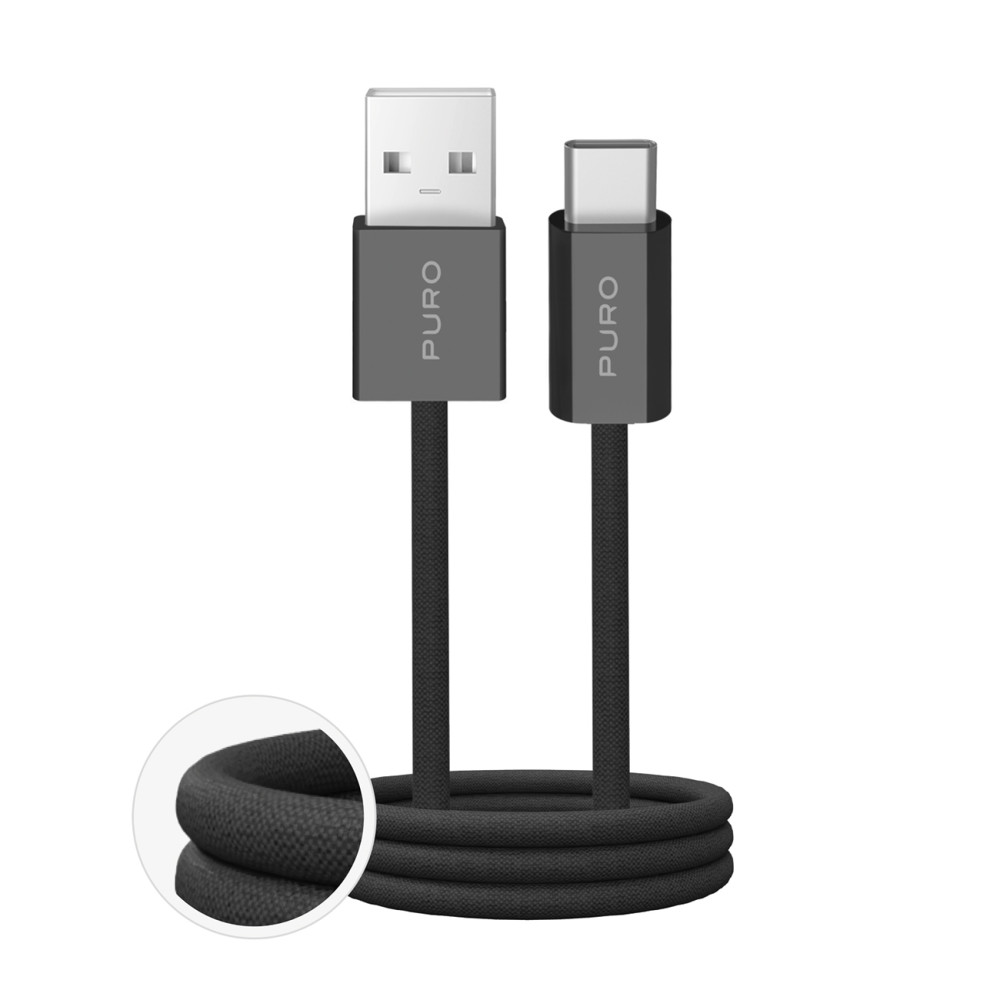Kábel USB-A kábel - USB-C Fabrik 2,0 10W 1,5 m - fekete