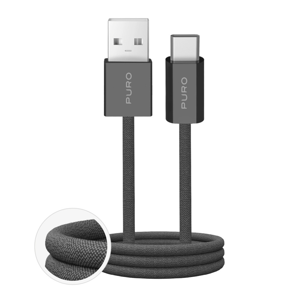 Kábel USB-A kábel - USB-C Fabrik 2,0 10w 1,5 m - Sötétzöld