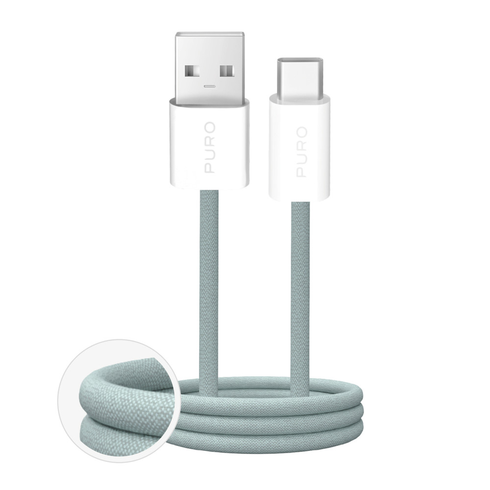 Kabel USB-A CABLE - USB-C i FABRIK 2,0 10W 1,5 m - grøn